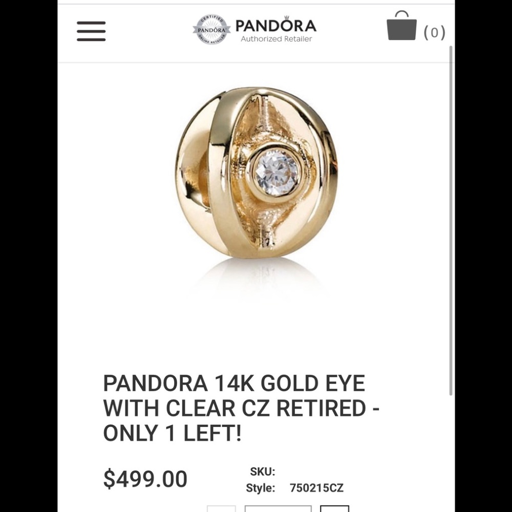 Authentic Pandora 14k retired (rare) charm